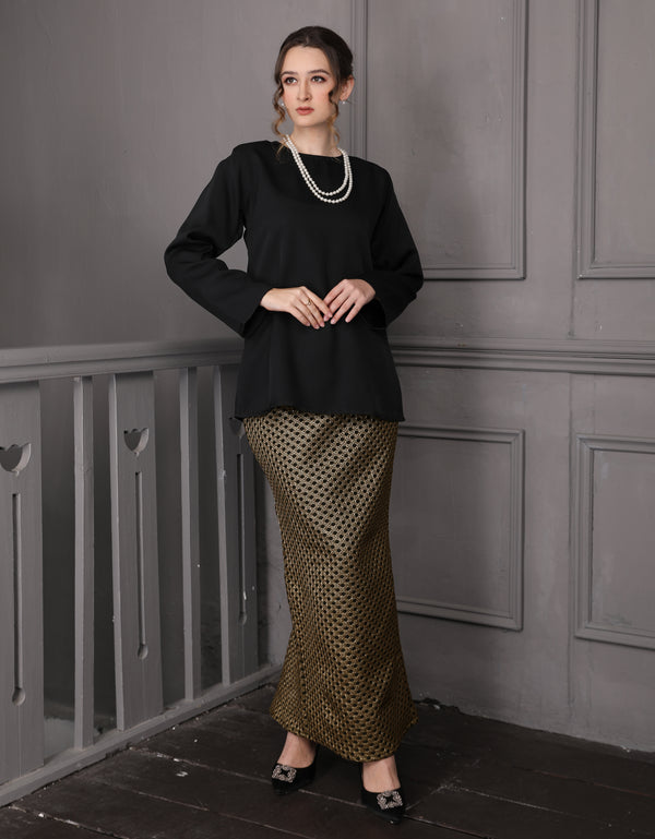 BAJU KURUNG MODEN MINI GEETA (BLACK GOLD)
